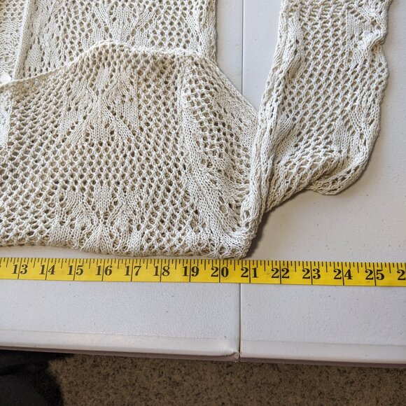 Vivid Importers Bohemian fringed sweater, cream, size large - Picture 4 of 7